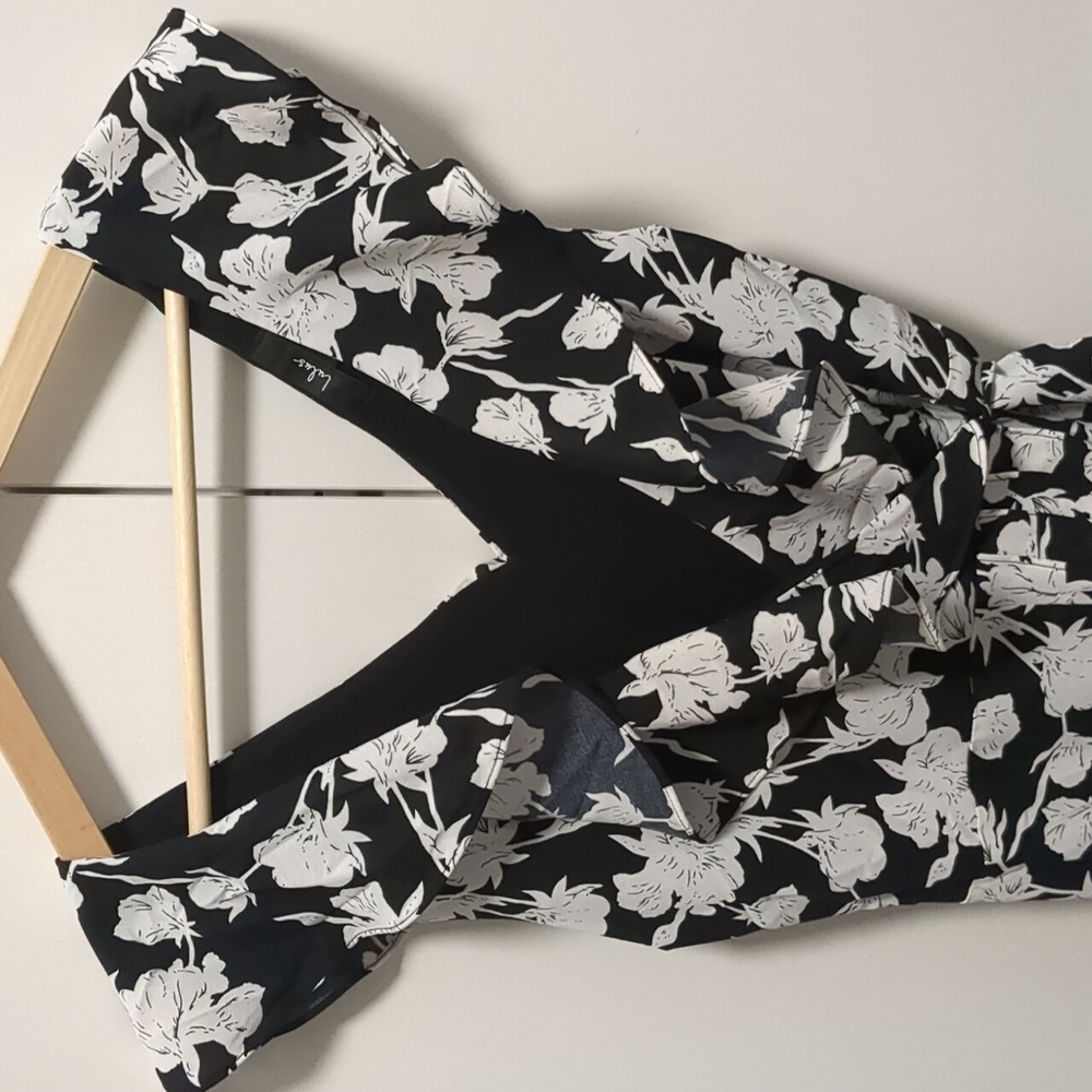 Black and white wrap dress